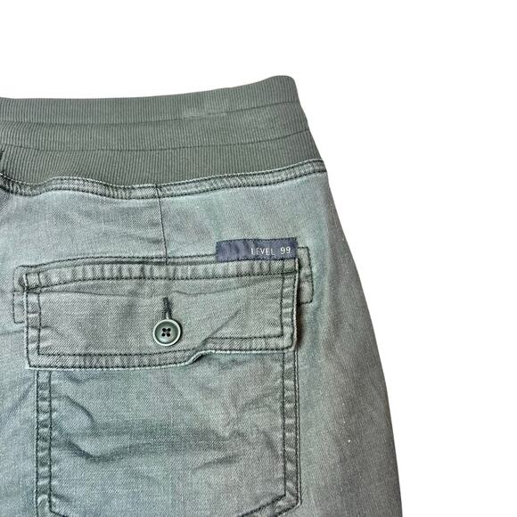 Level 99 Women's Linen Blend Pull-On Drawstring Army Green Joggers Pants Sz M - Picture 11 of 13